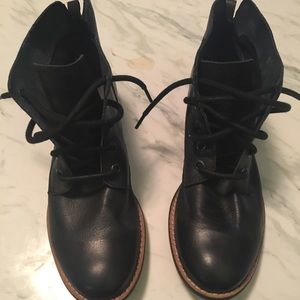 Black Leather Lace Up Ankle Boots